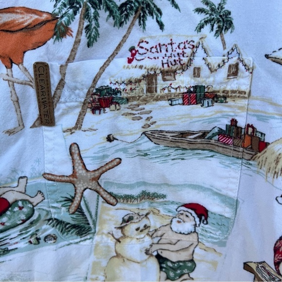 Clearwater Outfitters Santa Tropical Beach Vacation Long Sleeve Button Down XL - Picture 4 of 11